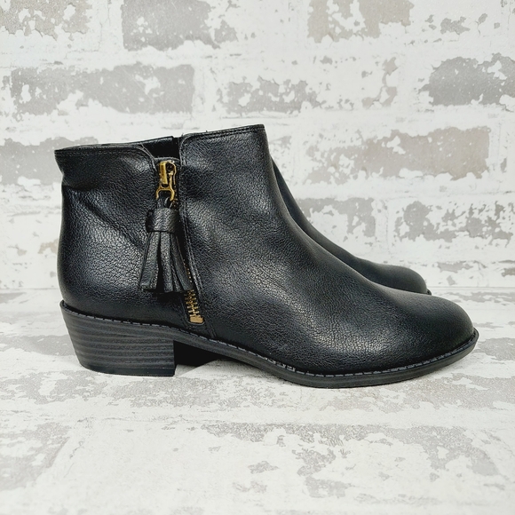 NEW Zodiac Women's Natural Val Western Black Zip Ankle Booties B511 - Picture 4 of 11